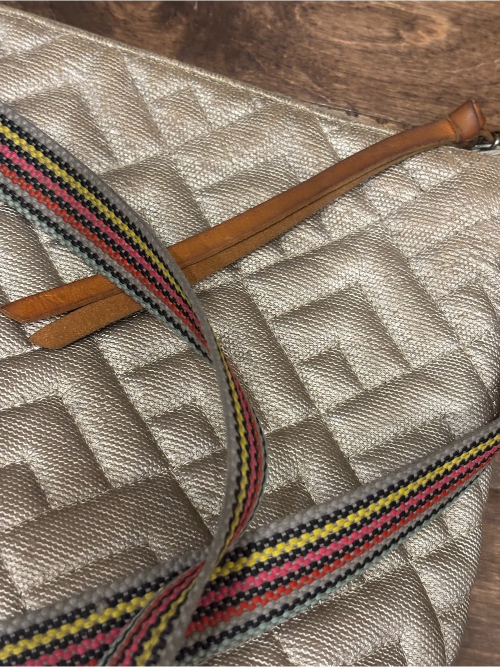 Consuela Quilted Crossbody Bag in Cream with Multicolor Strap - Picture 6 of 14